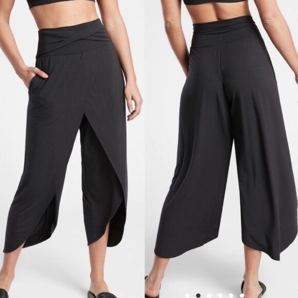Athleta Pants - Athleta Release Black High Rise Travel Casual Front Split Crop‎ Pants Size 2X